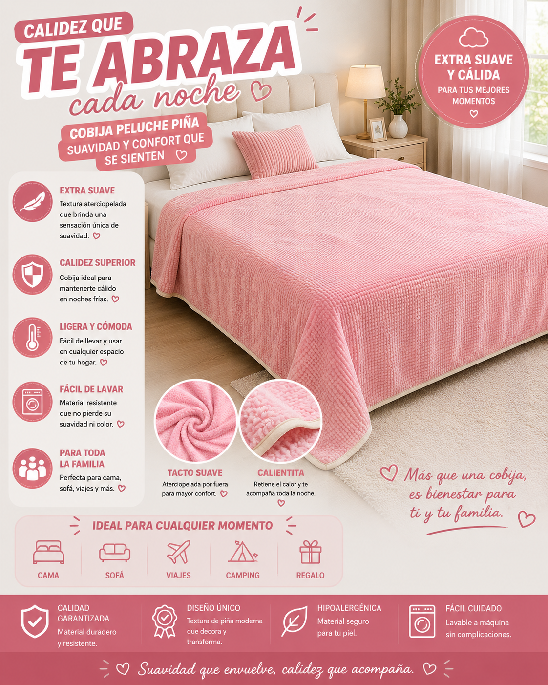 COBIJA PELUCHE PIÑA