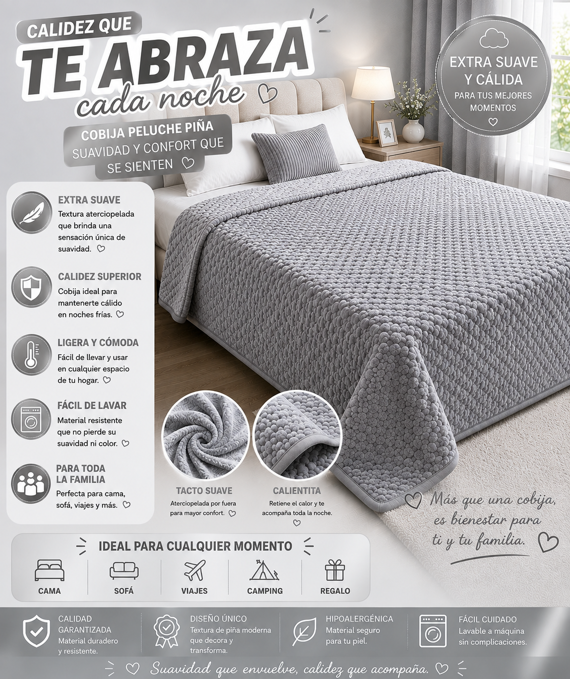 COBIJA PELUCHE PIÑA